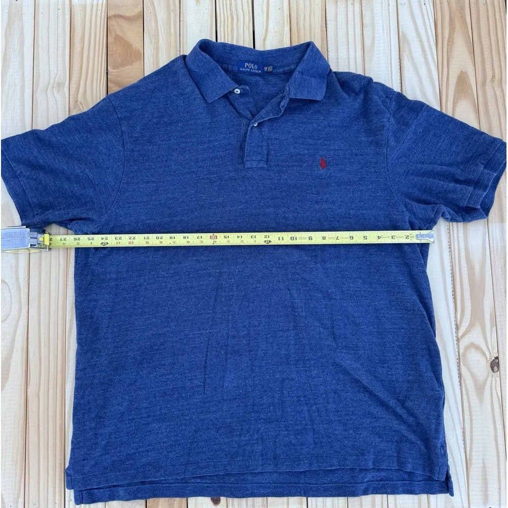 Polo Ralph Lauren Mens Shirt 2xb Blue Cotton‎ Casual Red Logo